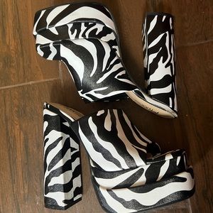 Platform Zebra Heels | Color: Black and White | Size: 9